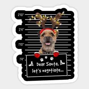 Border Terrier Dear Santa Let's Negotiate Christmas Sticker